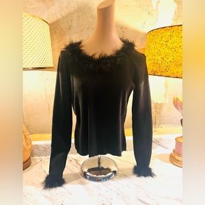 Vintage Y2K Maribou Trimmed Sweater